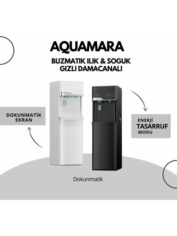 Aquamara Siyah Buz Makineli Su Sebili