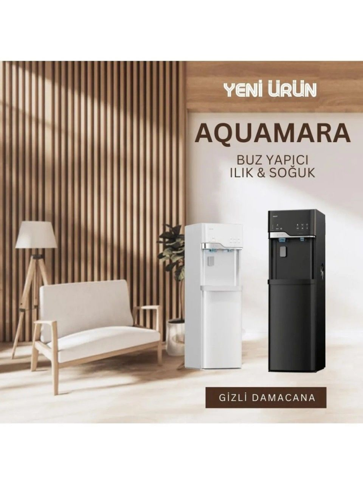 Aquamara Siyah Buz Makineli Su Sebili